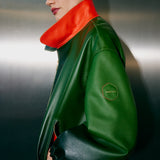Oversized Bomber Khaki Fumée High Collared