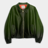 Oversized Bomber Khaki Fumée High Collared