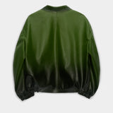Oversized Bomber Khaki Fumée High Collared