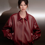 Oversized Bomber Wine High Collared