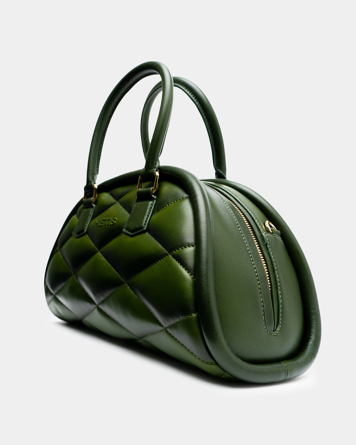 Pluto Khaki Green Fumée leather bowling bag by MIETIS – view 3