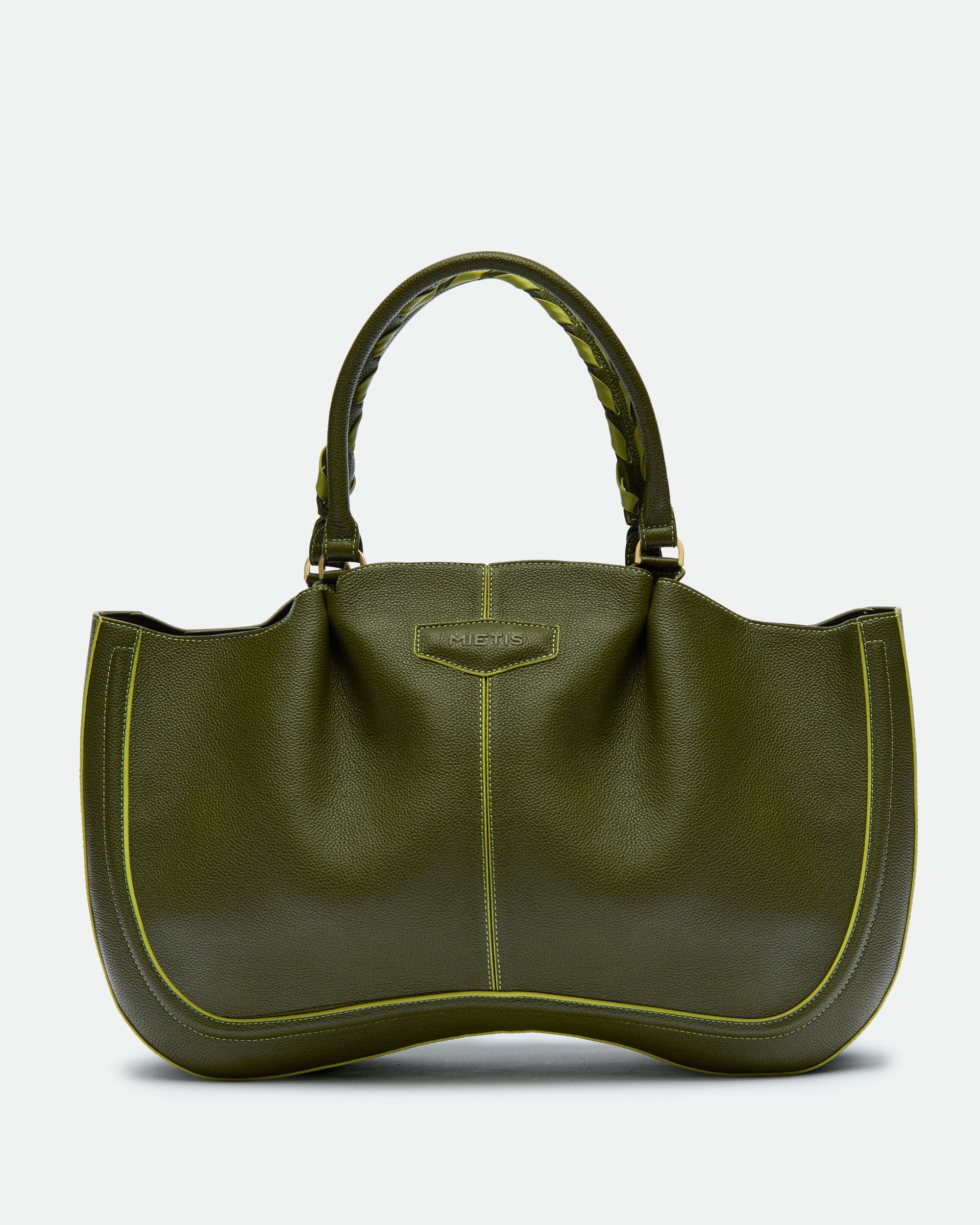 Max Cypress Green grained leather bag – MIETIS ROOTED Fall.Winter 2026 – 01