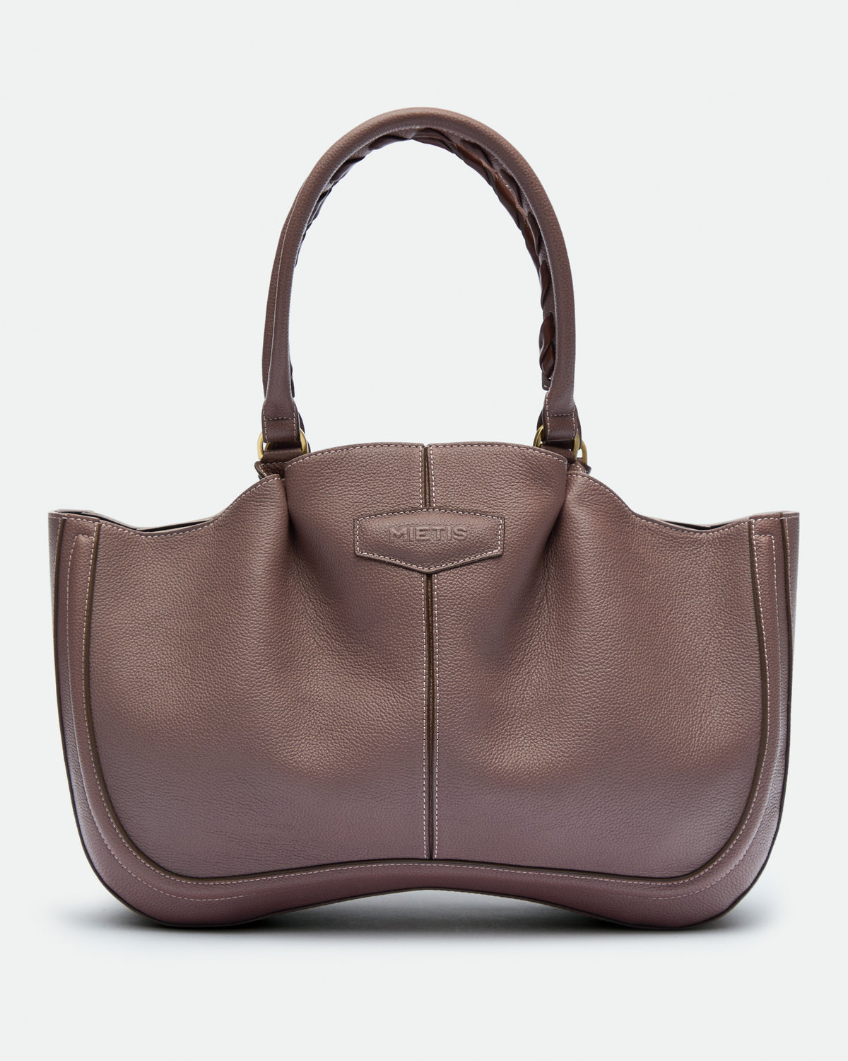 Max Mid Cocoa Powder grained leather bag – MIETIS ROOTED Fall.Winter 2026 – 01