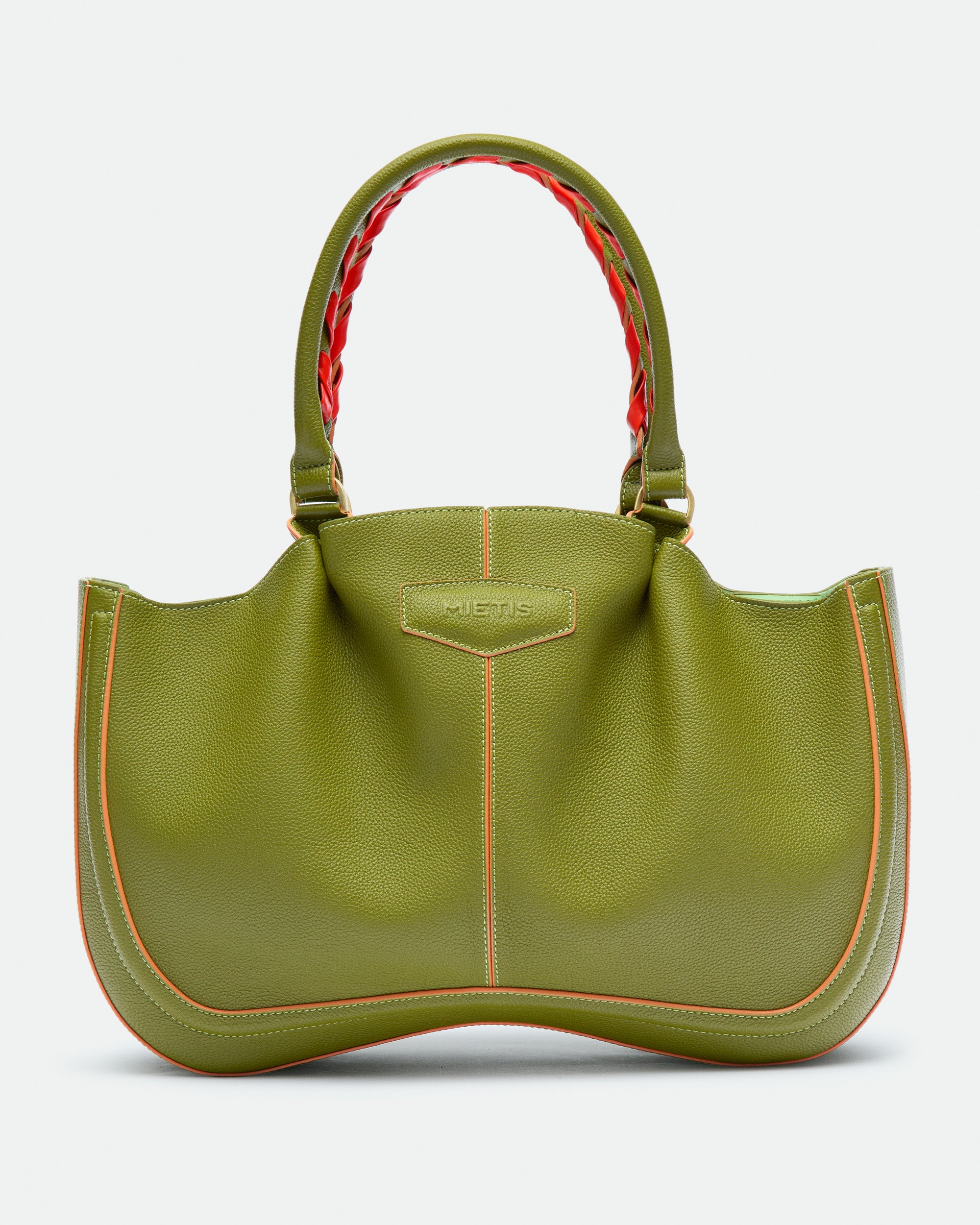 Max Mid Fresh Matcha grained leather bag – MIETIS ROOTED Fall.Winter 2026 – 01