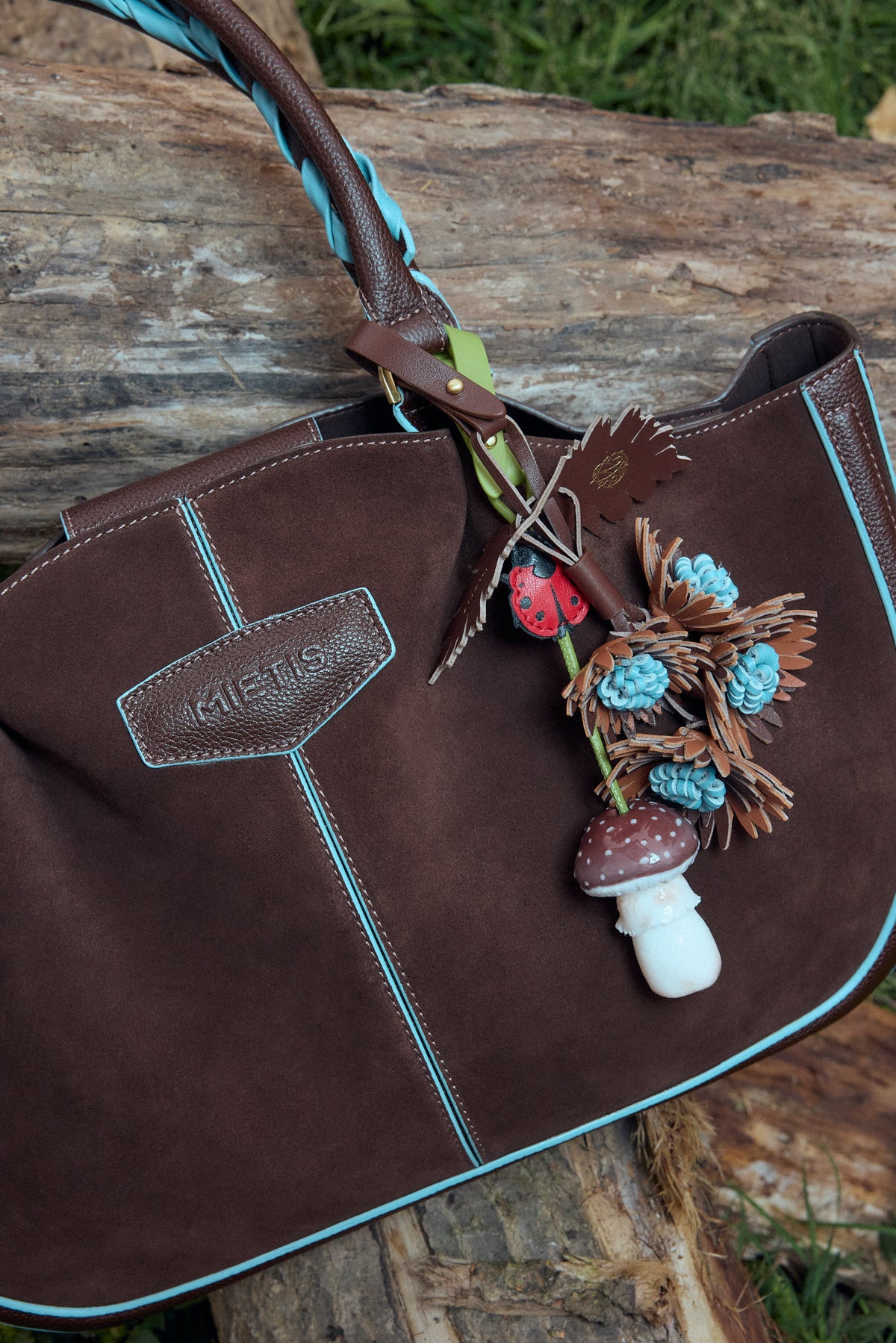 Max Mid Chocolate Suede bag – MIETIS ROOTED Fall.Winter 2026 campaign
