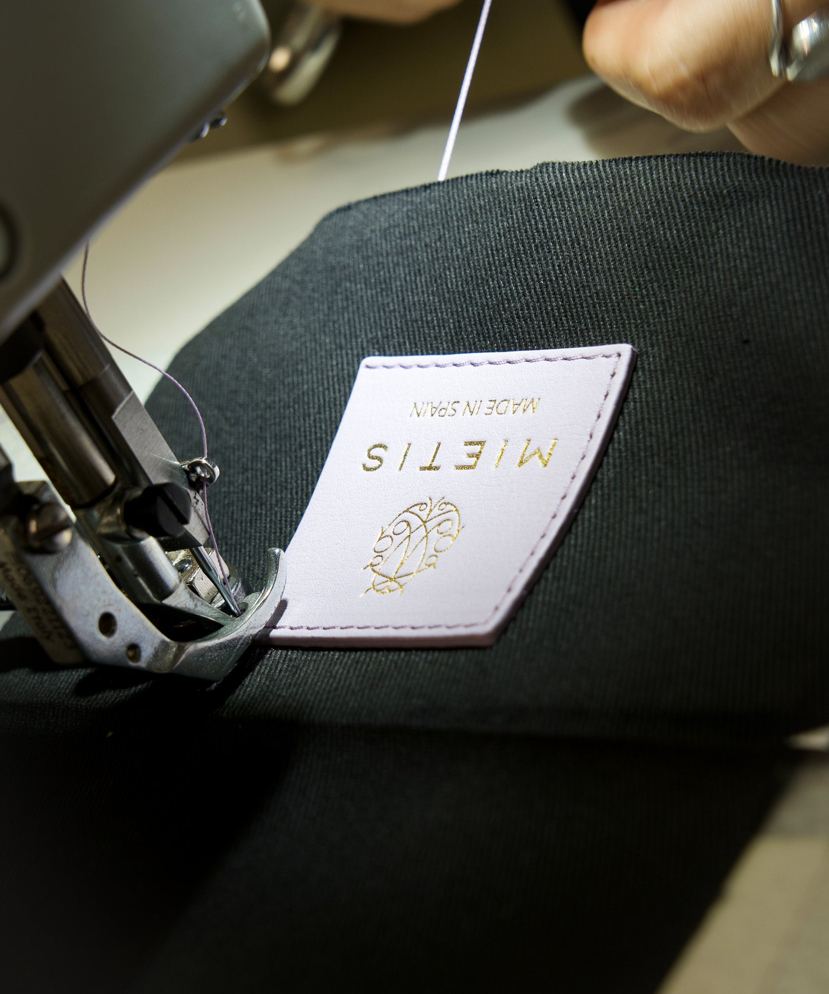 Made in Spain label on a MIETIS bag – ROOTED craft