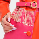 Dama Trench Coat Fringes Fuchsia / Orange