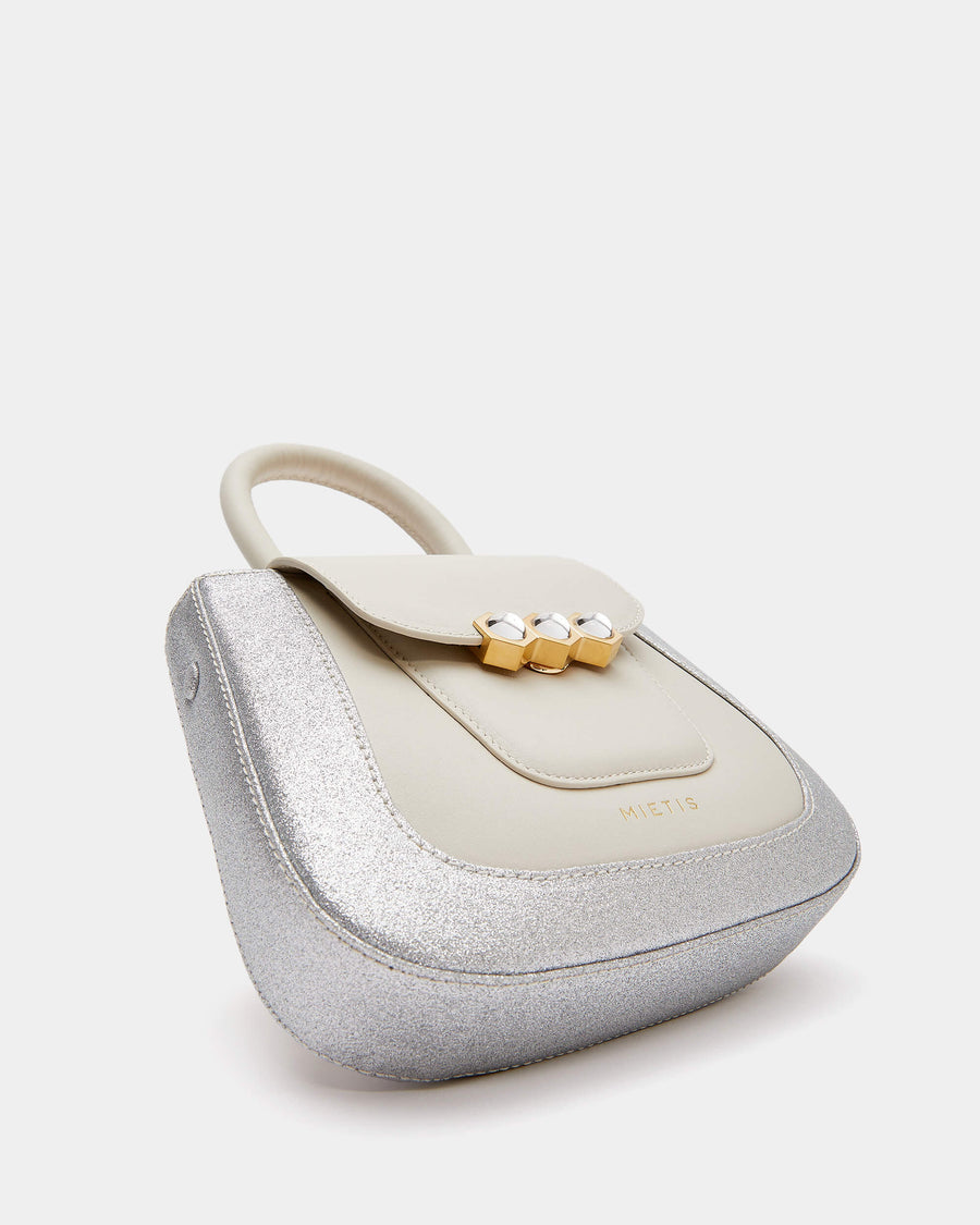 Mini Jill Padded White / Silver Glitter