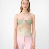 Cleo Bustier Fringes Beige / Light green