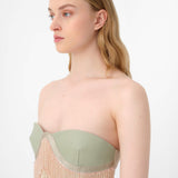 Cleo Bustier Fringes Beige / Light green
